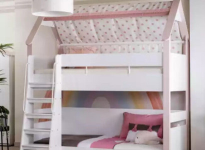 Etagenbett Kinderzimmer Kinderbtt Bett Bettrahmen Holz Rosa Hochbett